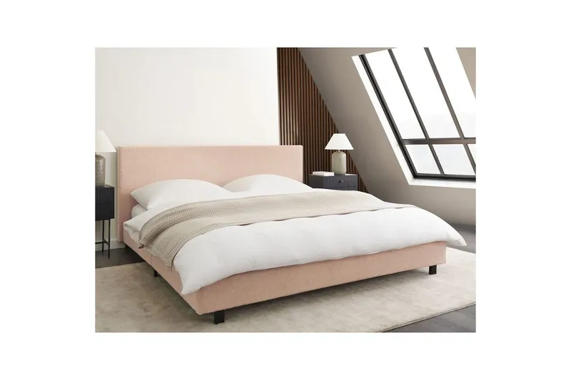 Vannseng Albi - Beige, svart/bouclé, 180x200 cm - Møbler - Senger - Vannsenger