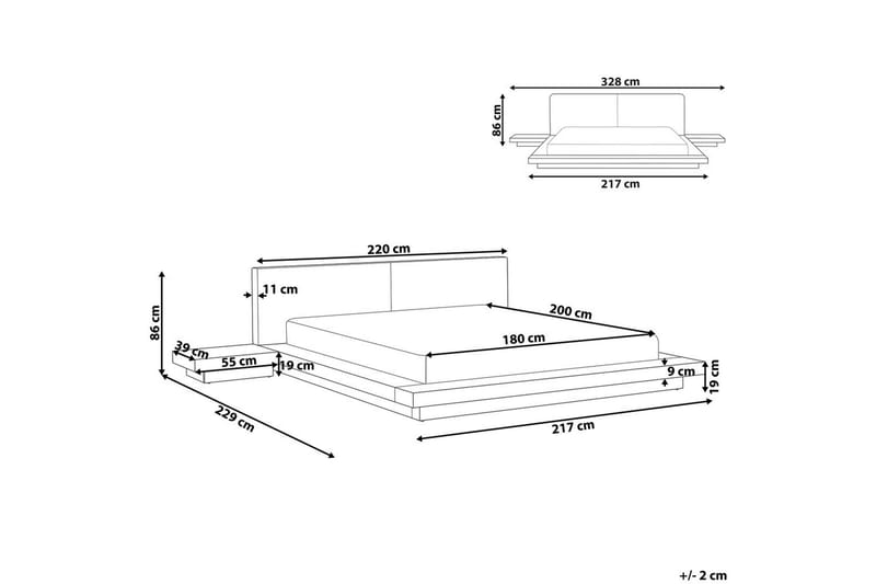 Vannseng Zen - Brun, Hvit, 180x200 cm - Møbler - Senger - Familieseng