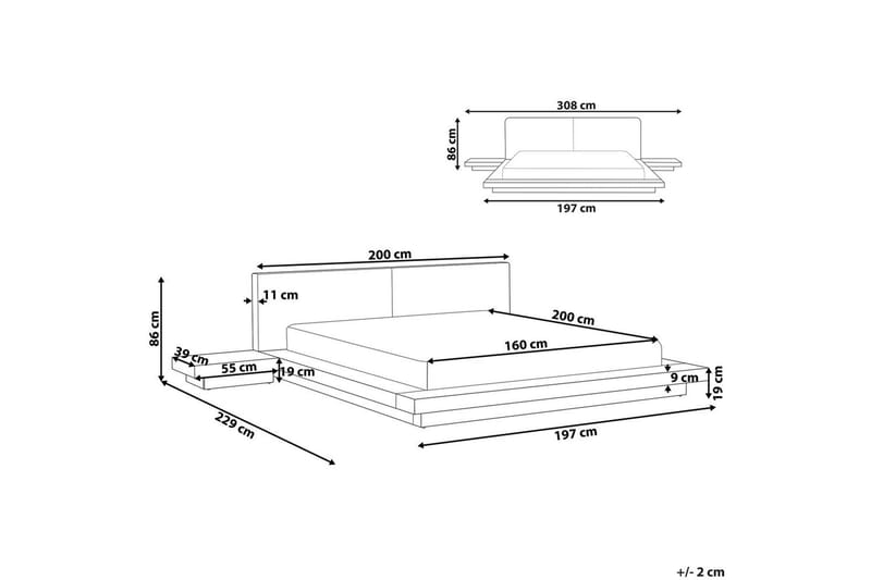 Vannseng Zen - Lyst tre, hvit, 160x200 cm - Møbler - Senger - Familieseng