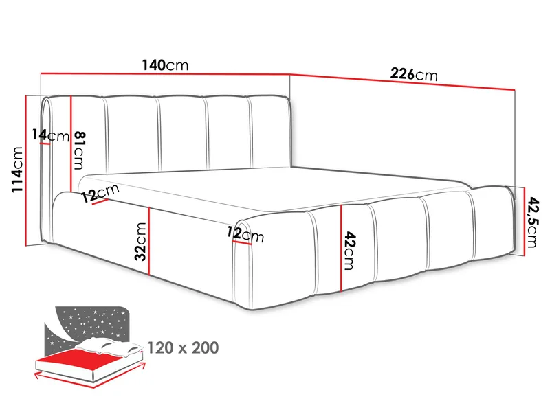 Varlinor Sengeramme 120x200 cm med Oppbevaring - Mørk beige - Møbler - Senger - Sengeramme & sengestamme