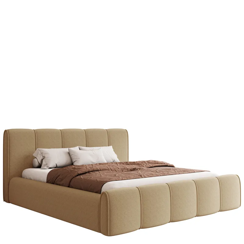 Varlinor Sengeramme 120x200 cm med Oppbevaring, Mørk beige