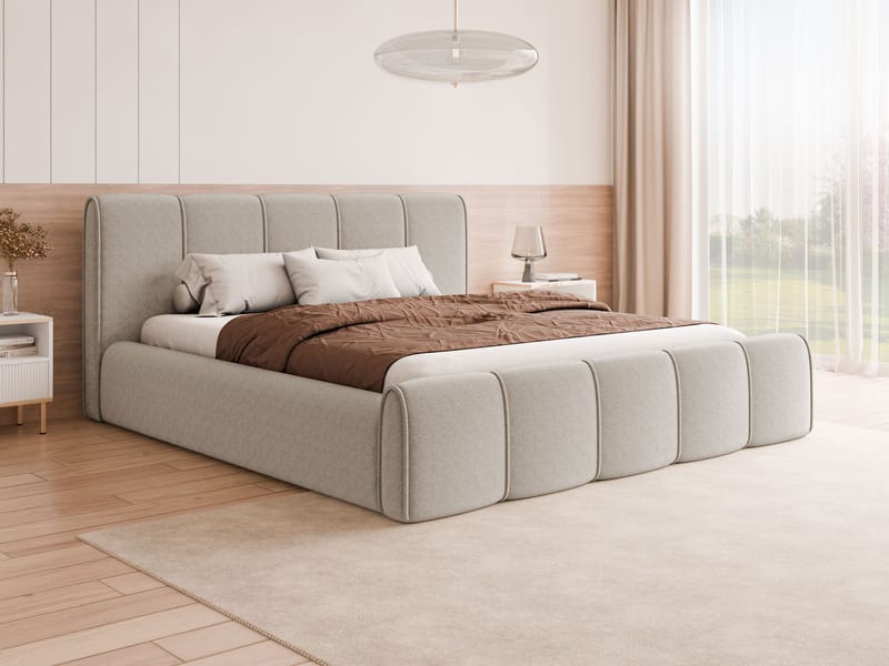 Varlinor Sengeramme 140x200 cm med Oppbevaring - Beige - Møbler - Senger - Sengeramme & sengestamme