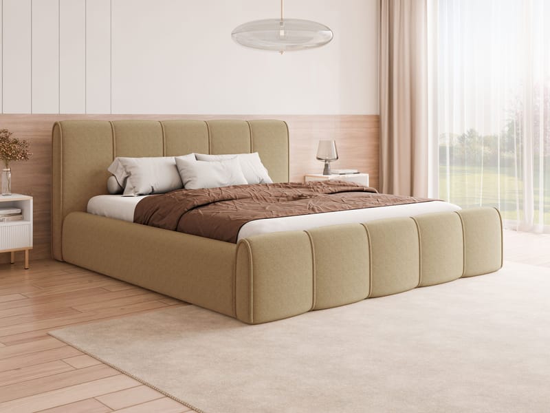 Varlinor Sengeramme 160x200 cm med Oppbevaring - Mørk beige - Møbler - Senger - Sengeramme & sengestamme