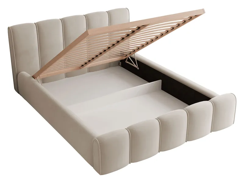 Varlinor Sengeramme 180x200 cm med Oppbevaring - Beige - Møbler - Senger - Sengeramme & sengestamme