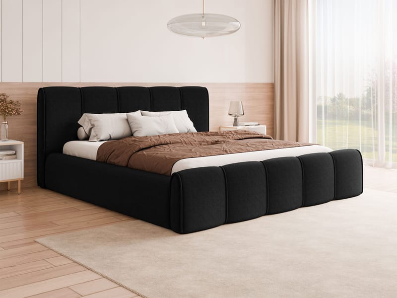 Varlinor Sengeramme 180x200 cm med Oppbevaring - Svart - Møbler - Senger - Sengeramme & sengestamme