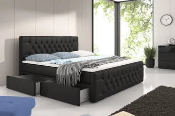 Velluto Oppbevaringsseng 160x200 med Fotgavl - Svart - Møbler - Senger - Komplett sengepakke