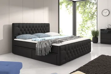 Velluto Oppbevaringsseng 160x200 med Fotgavl - Svart - Møbler - Senger - Komplett sengepakke