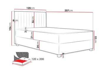Veyran Sengepakke Kontinentalseng med Oppbevaring 120x200 cm - Beige - Møbler - Senger - Komplett sengepakke