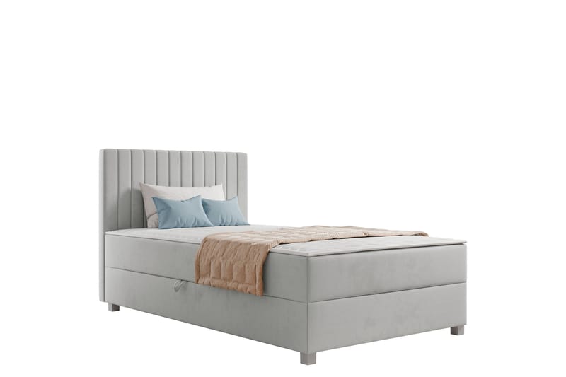 Veyran Sengepakke Kontinentalseng med Oppbevaring 120x200 cm - Grå - Møbler - Senger - Komplett sengepakke