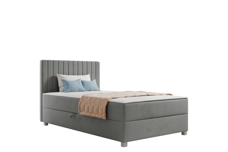 Veyran Sengepakke Kontinentalseng med Oppbevaring 120x200 cm - Grå - Møbler - Senger - Komplett sengepakke