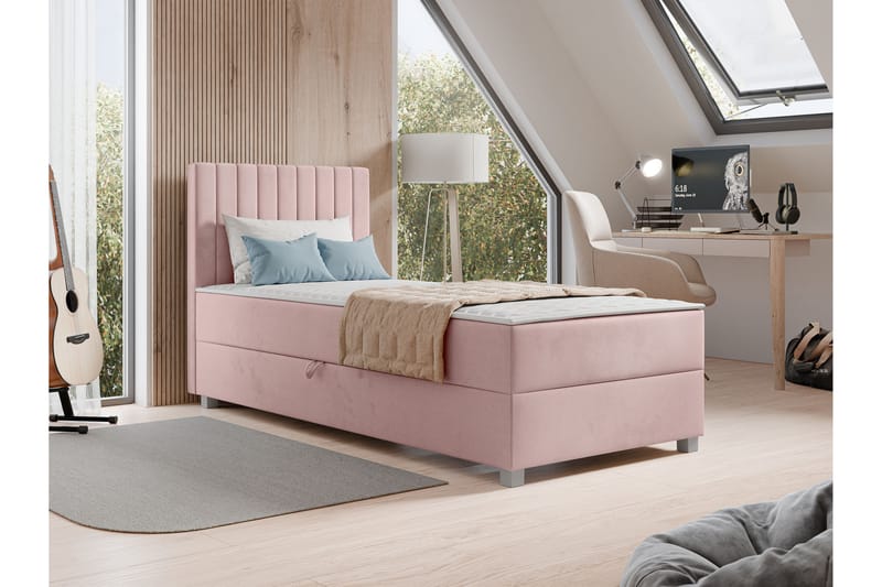 Veyran Sengepakke Kontinentalseng med Oppbevaring 90x200 cm - Rosa - Møbler - Senger - Komplett sengepakke