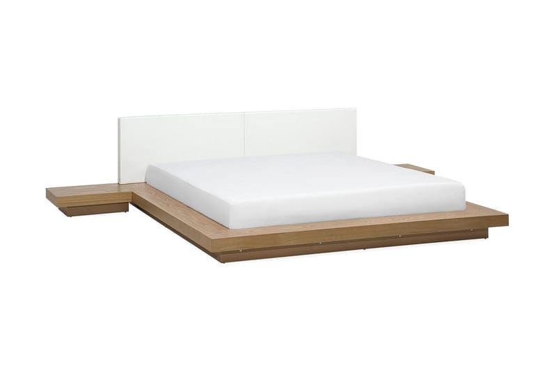 Zen Sengepakke – Dobbeltseng 160x200 cm i Tre med Sengegavl + Overmadrass, Hvit