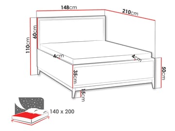 Zeylor Sengeramme 140x200 cm - Beige - Møbler - Senger - Sengeramme & sengestamme