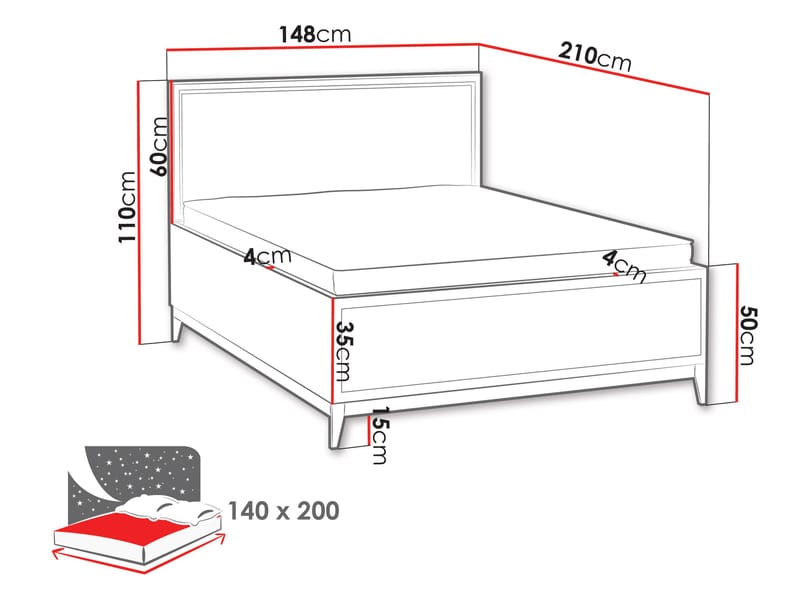 Zeylor Sengeramme 140x200 cm - Beige - Møbler - Senger - Sengeramme & sengestamme