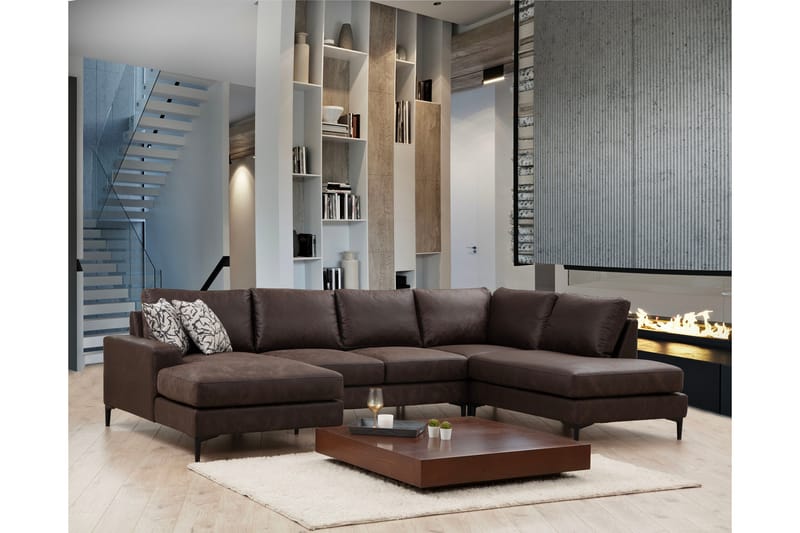 Svanabyn Sofa m. Divan og Sjeselong 4-seter - Mørkebrun - Møbler - Sofaer - U-sofa