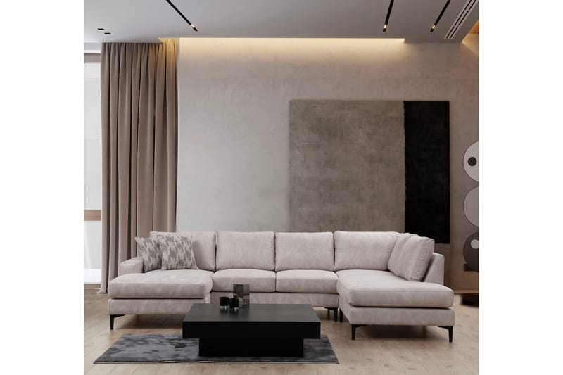 Svanabyn Sofa m. Divan og Sjeselong 4-seter - Beige - Møbler - Sofaer - U-sofa