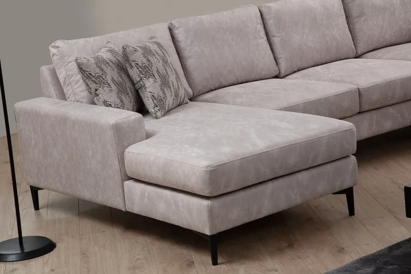 Svanabyn Sofa m. Divan og Sjeselong 4-seter - Beige - Møbler - Sofaer - U-sofa