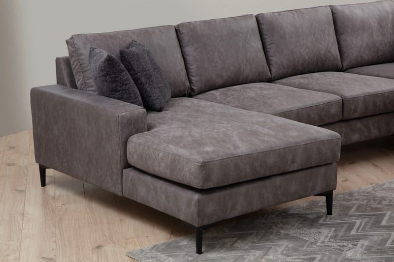 Svanabyn Sofa m. Divan og Sjeselong 4-seter - Antrasitt - Møbler - Sofaer - U-sofa