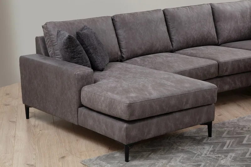 Svanabyn Sofa m. Divan og Sjeselong 4-seter - Antrasitt - Møbler - Sofaer - U-sofa