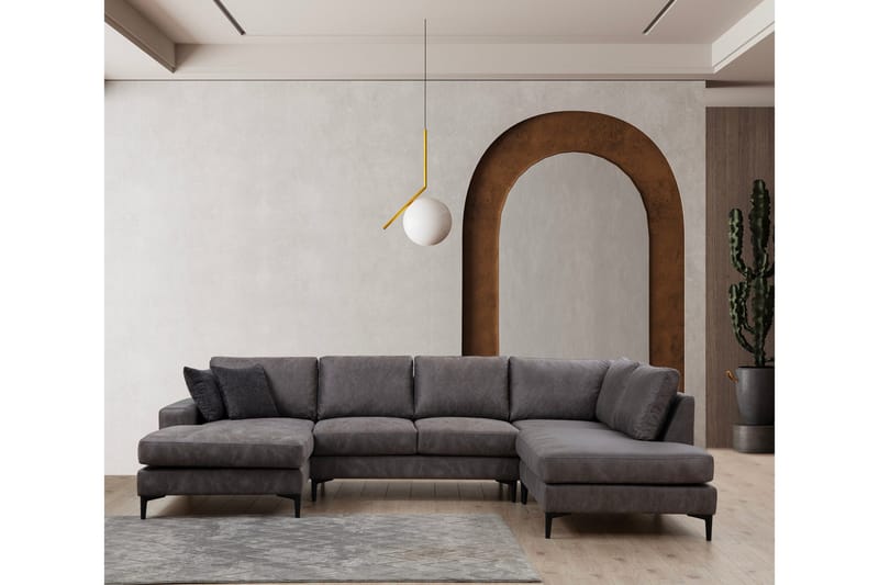 Svanabyn Sofa m. Divan og Sjeselong 4-seter - Antrasitt - Møbler - Sofaer - U-sofa