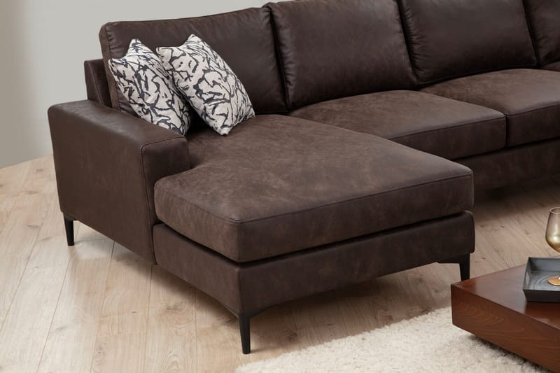 Svanabyn Sofa m. Divan og Sjeselong 4-seter - Mørkebrun - Møbler - Sofaer - U-sofa