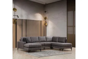 Svanabyn Sofa m. Divan og Sjeselong 4-seter - Antrasitt - Møbler - Sofaer - U-sofa