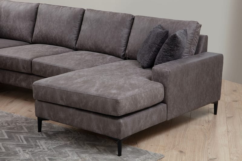 Svanabyn Sofa m. Divan og Sjeselong 4-seter - Antrasitt - Møbler - Sofaer - U-sofa