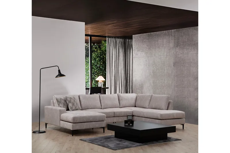 Svanabyn Sofa m. Divan og Sjeselong 4-seter - Beige - Møbler - Sofaer - U-sofa