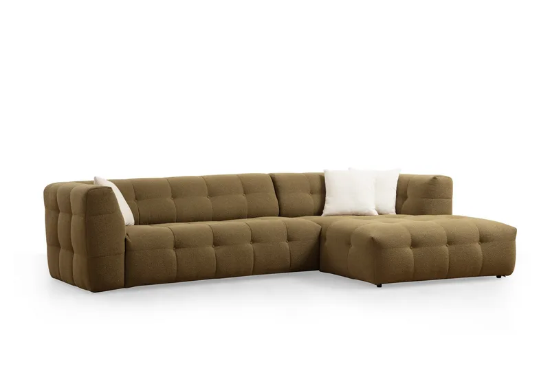Octavian Sofa med Sjeselong 5-seter, Mørk beige
