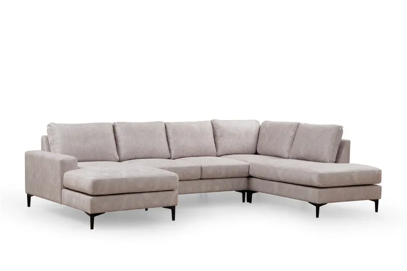 Svanabyn Sofa m. Divan og Sjeselong 4-seter, Beige