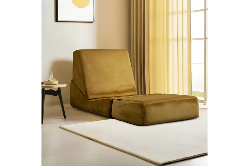 1-seters Sovesofa Dorielton Konvertibel Sennep - Sennep - Møbler - Sofaer - Sovesofaer