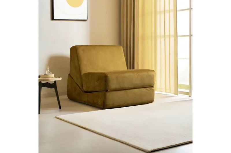 1-seters Sovesofa Dorielton Konvertibel Sennep - Sennep - Møbler - Sofaer - Sovesofaer