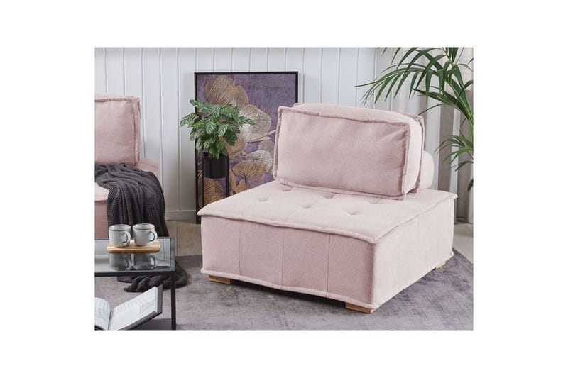 1-sitssoffa Beliani Tibro Beige, ljust trä Blush Pink||Light colored wood - Møbler - Sofaer - Modulsofaer - Midtmodul