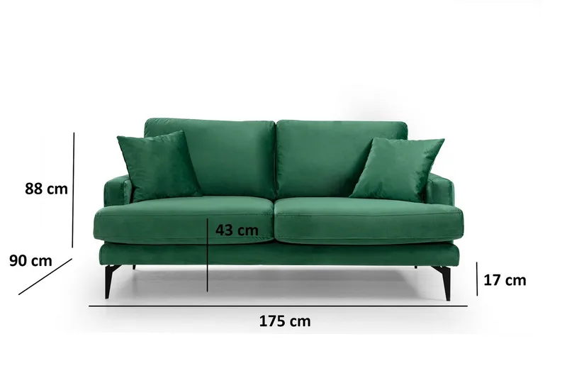 Andary 2-seters Sofa - Grønn/Svart - Møbler - Sofaer - 2 seter sofa