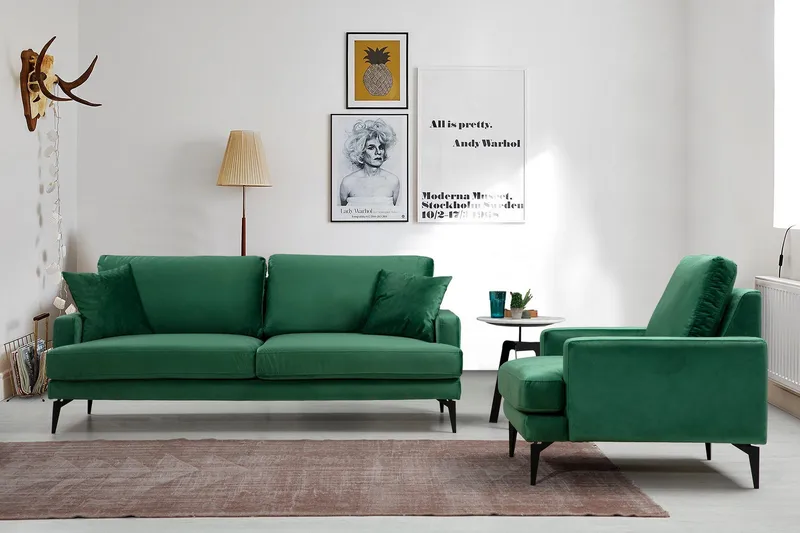 Andary 2-seters Sofa - Grønn/Svart - Møbler - Sofaer - 2 seter sofa