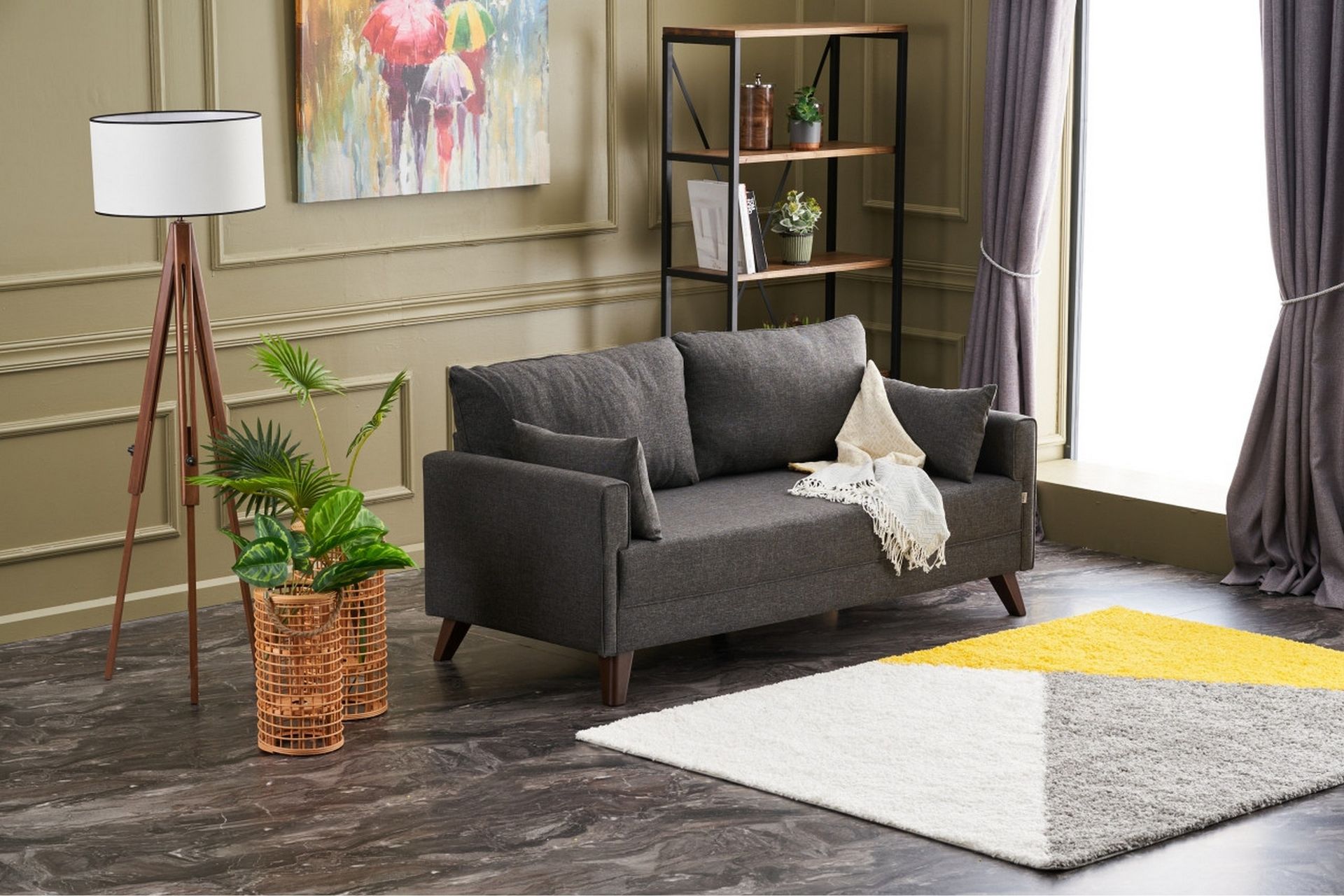 Antigua 2-seters Sofa - Anstrasitt/Natur - Møbler - Sofaer - 2 seter sofa
