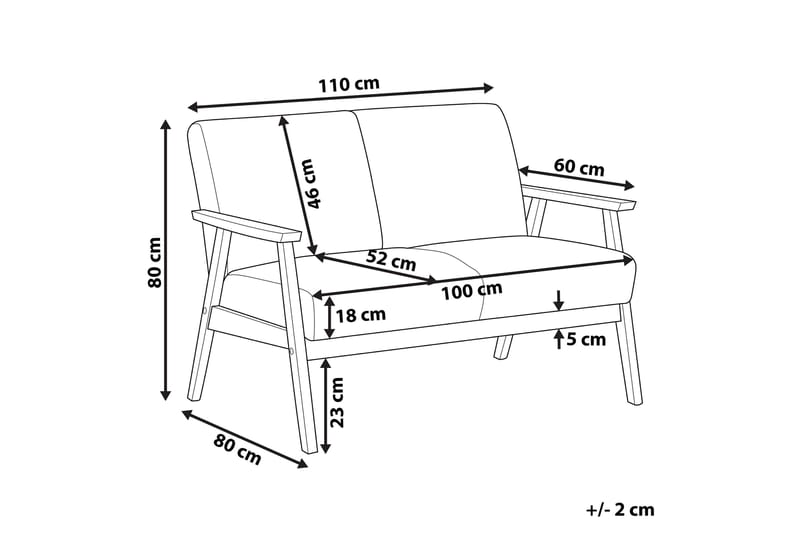 Asnes 2-seters Sofa - Grå - 2 seter sofa