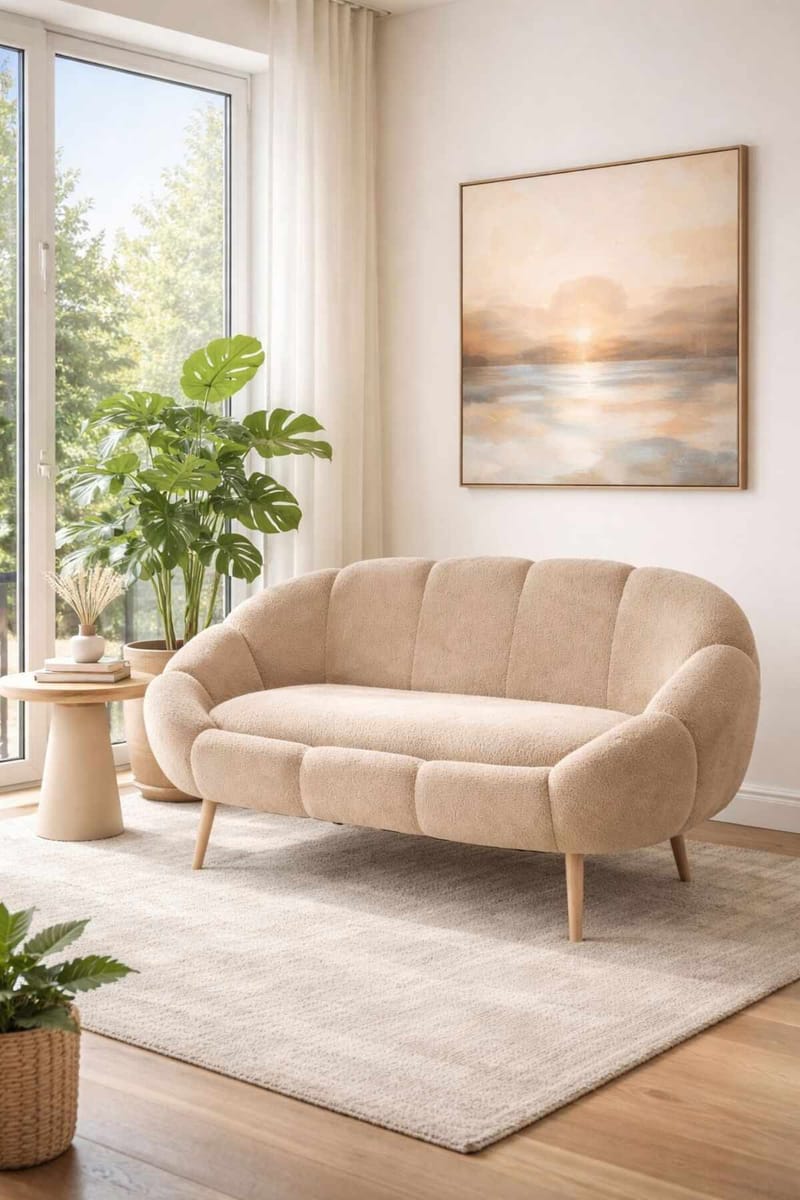 2-seters sofa Atelier Del Sofa Lida (130 x 105 x 50 cm) Beige - Møbler - Sofaer - 2 seter sofa