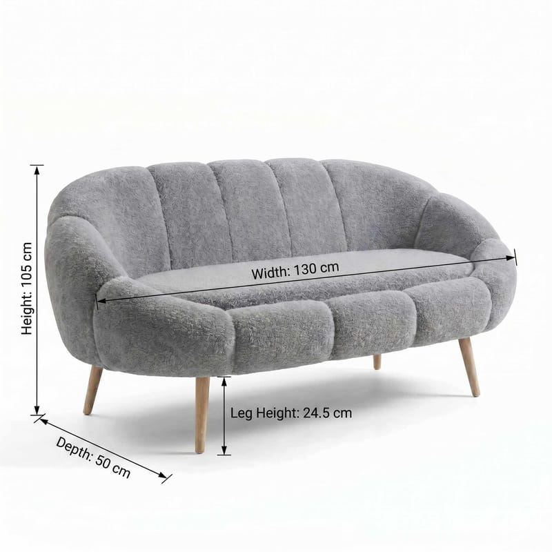 2-seters sofa Atelier Del Sofa Lida (130 x 105 x 50 cm) Grå - Møbler - Sofaer - 2 seter sofa