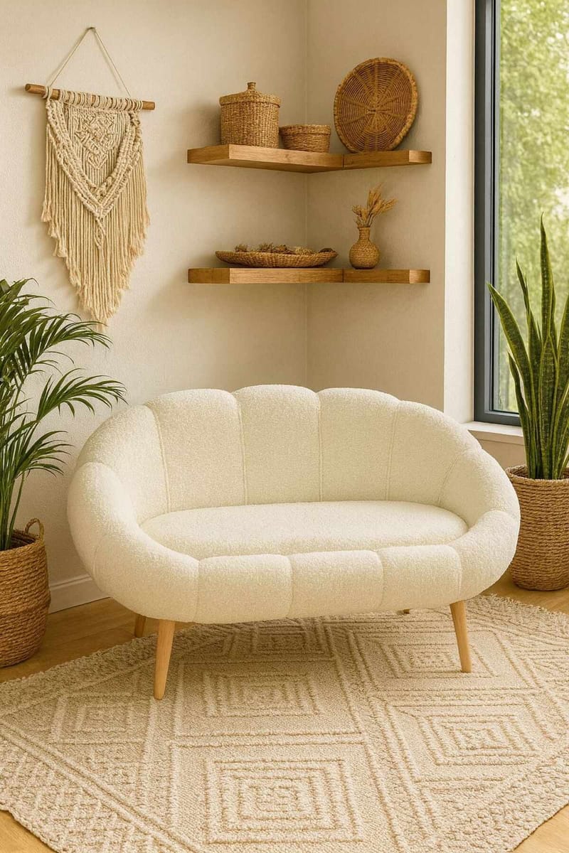 2-seters sofa Atelier Del Sofa Lida (130 x 105 x 50 cm) Hvit - Møbler - Sofaer - 2 seter sofa