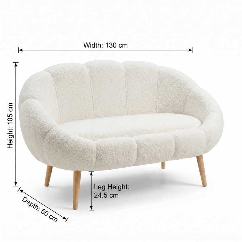 2-seters sofa Atelier Del Sofa Lida (130 x 105 x 50 cm) Hvit - Møbler - Sofaer - 2 seter sofa