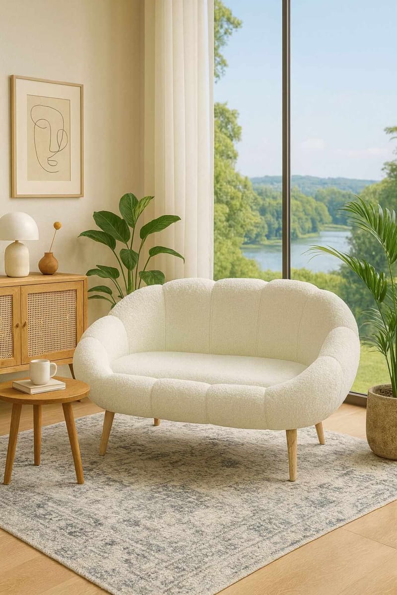 2-seters sofa Atelier Del Sofa Lida (130 x 105 x 50 cm) Hvit - Møbler - Sofaer - 2 seter sofa