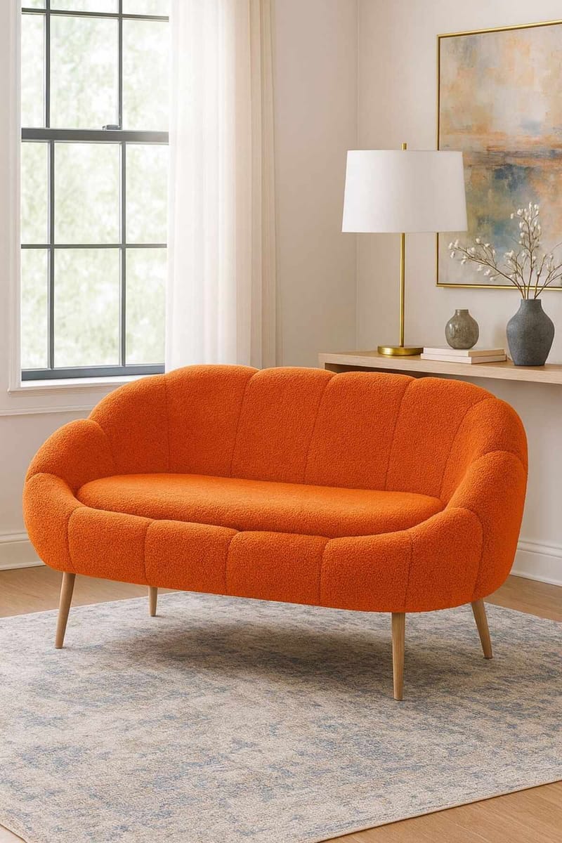 2-seters sofa Atelier Del Sofa Lida (130 x 105 x 50 cm) Oransje - Møbler - Sofaer - 2 seter sofa