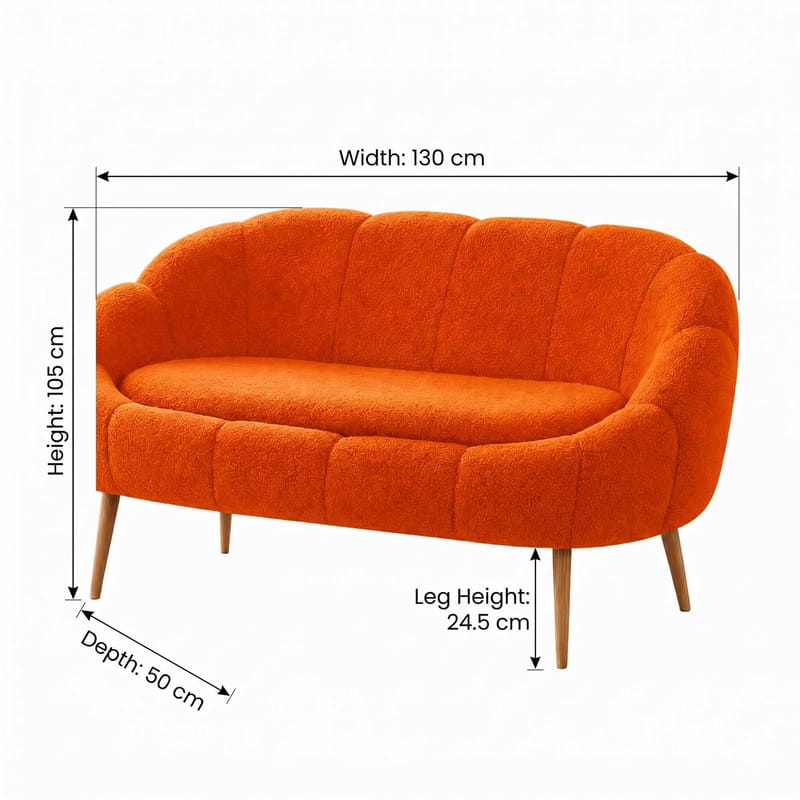 2-seters sofa Atelier Del Sofa Lida (130 x 105 x 50 cm) Oransje - Møbler - Sofaer - 2 seter sofa