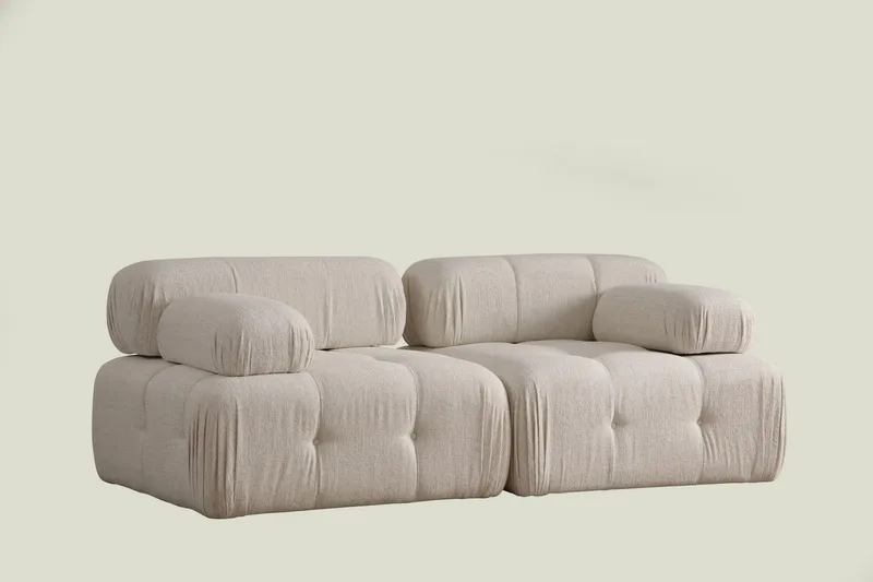 Belgin Boblet Dyp Sofa 2-seters 210 cm bred Sittedybde 85 cm - Krem / Beige / Lys - Møbler - Sofaer - Modulsofaer - Komplett modulsofa