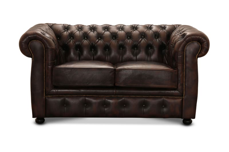 Birmingham Sofa 2-seters - Sofa lær/spalt brun - 2 seter sofa - Chesterfield sofaer