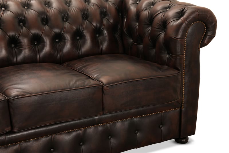 Birmingham Sofa 2-seters - Sofa lær/spalt brun - 2 seter sofa - Chesterfield sofaer