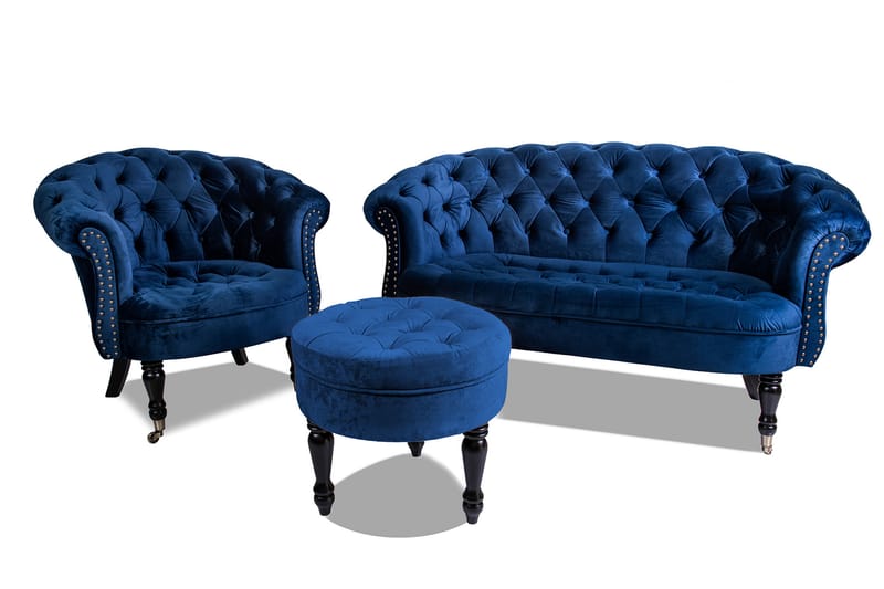 Chesterfield Ludovic Sofa 2-seters - Blå - 2 seter sofa - Chesterfield sofaer - Fløyel sofaer