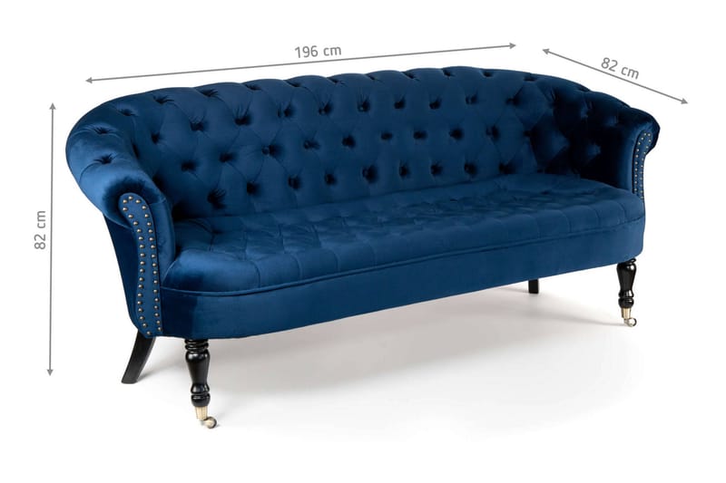 Chesterfield Ludovic Sofa 2-seters - Blå - 2 seter sofa - Chesterfield sofaer - Fløyel sofaer