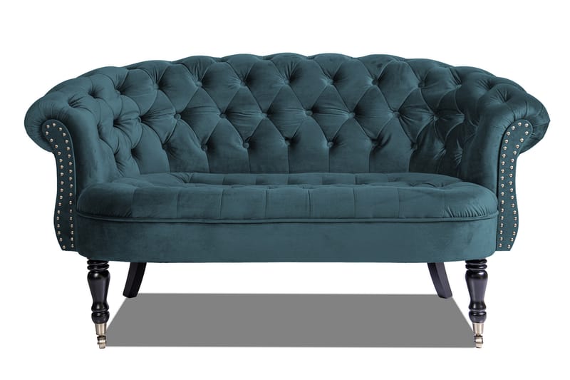 Chesterfield Ludovic Sofa 2-seters - Blågrønn - 2 seter sofa - Chesterfield sofaer - Fløyel sofaer